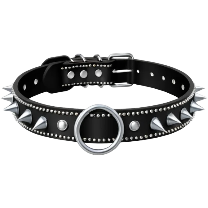 A black collar with spikes and a D ring in the center  emoji