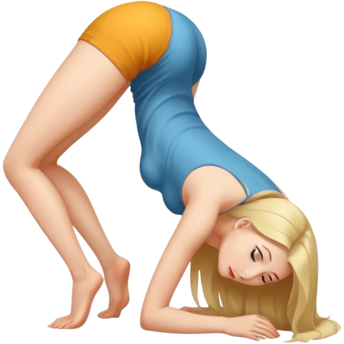 a young woman on all fours, ass up head down. emoji