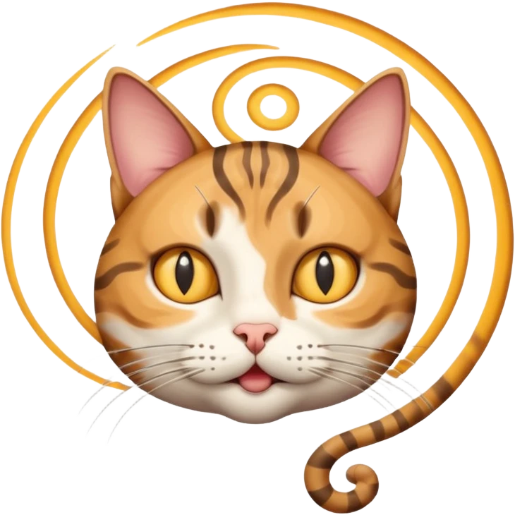 Cat with hypnosis swirl above its head emoji