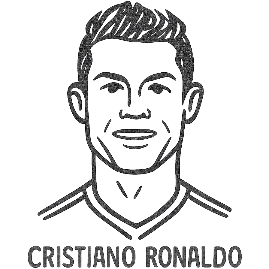 Cristiano Ronaldo as a hand-drawn icon, sketchy lines, minimalistic emoji