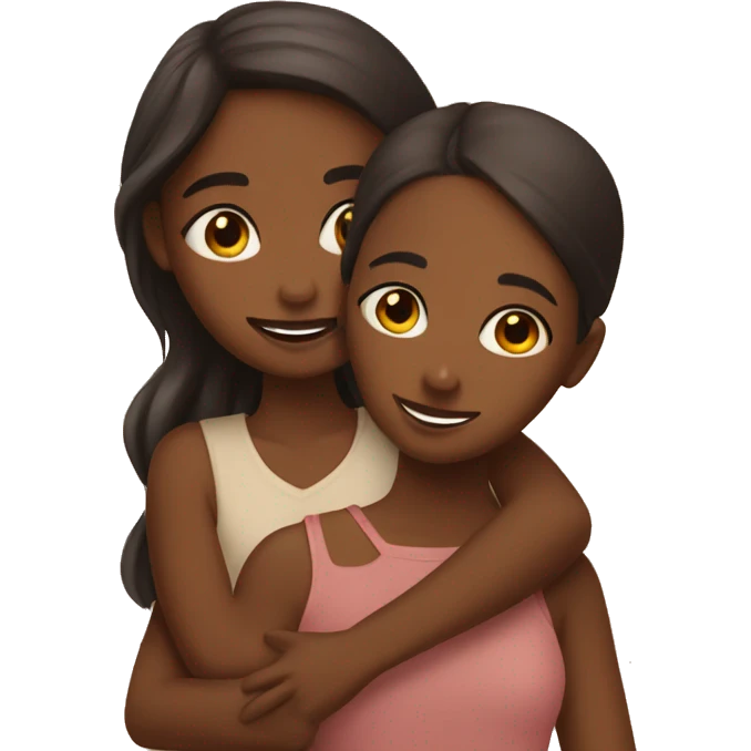brown skin girl hugging her brown skin friend emoji