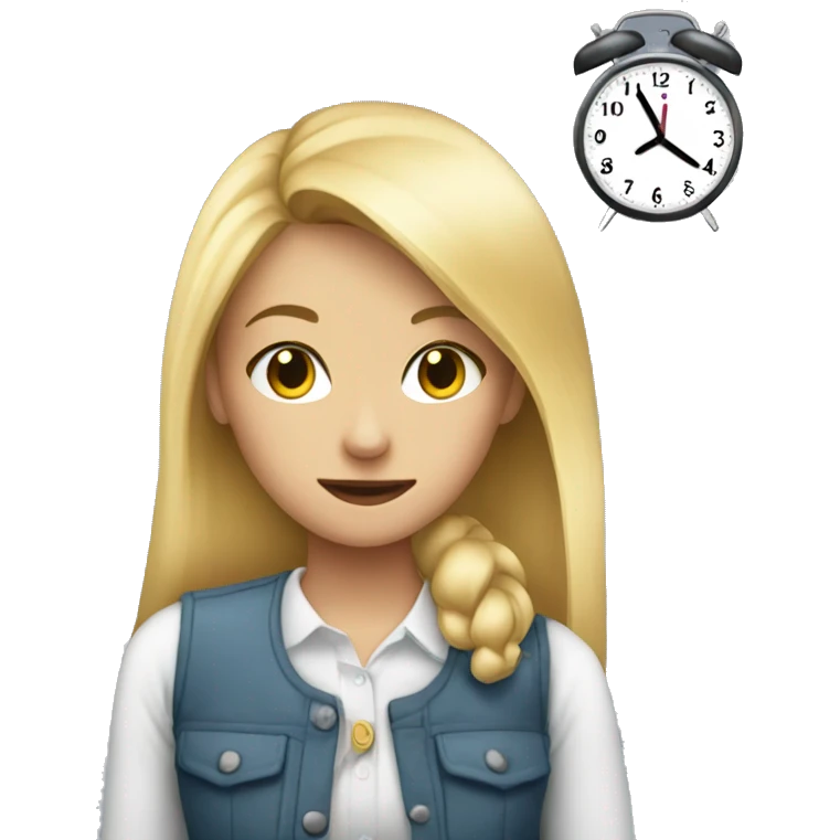 girl blonde and the clock behind her emoji