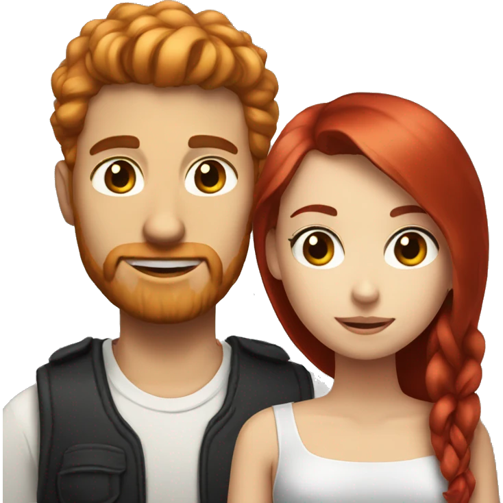 A red haired man and black haired white girl  emoji