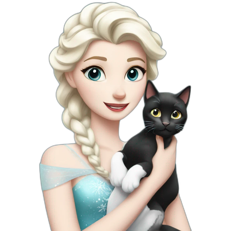 Black white cat with elsa emoji