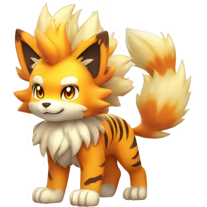 Colorful Shiny Kawaii Cute Tiger-Arcanine—Vulpix-Fakémon-Pokémon full body emoji