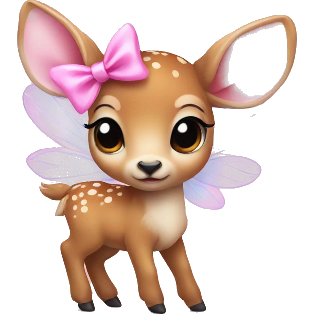 baby deer with fairy wings and a pink bow around its neck  emoji