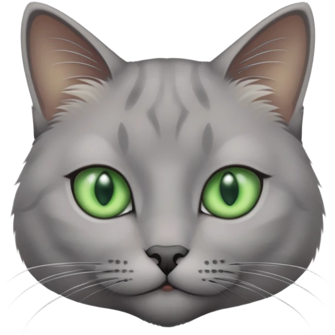 gray cat with small close-set green eyes emoji