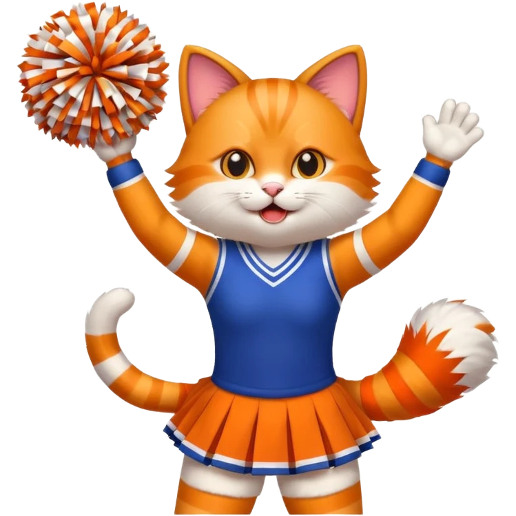 cheerleading cat with pom pom emoji