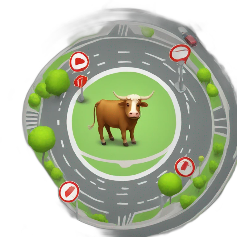 ox in a traffic circle with stop sign emoji