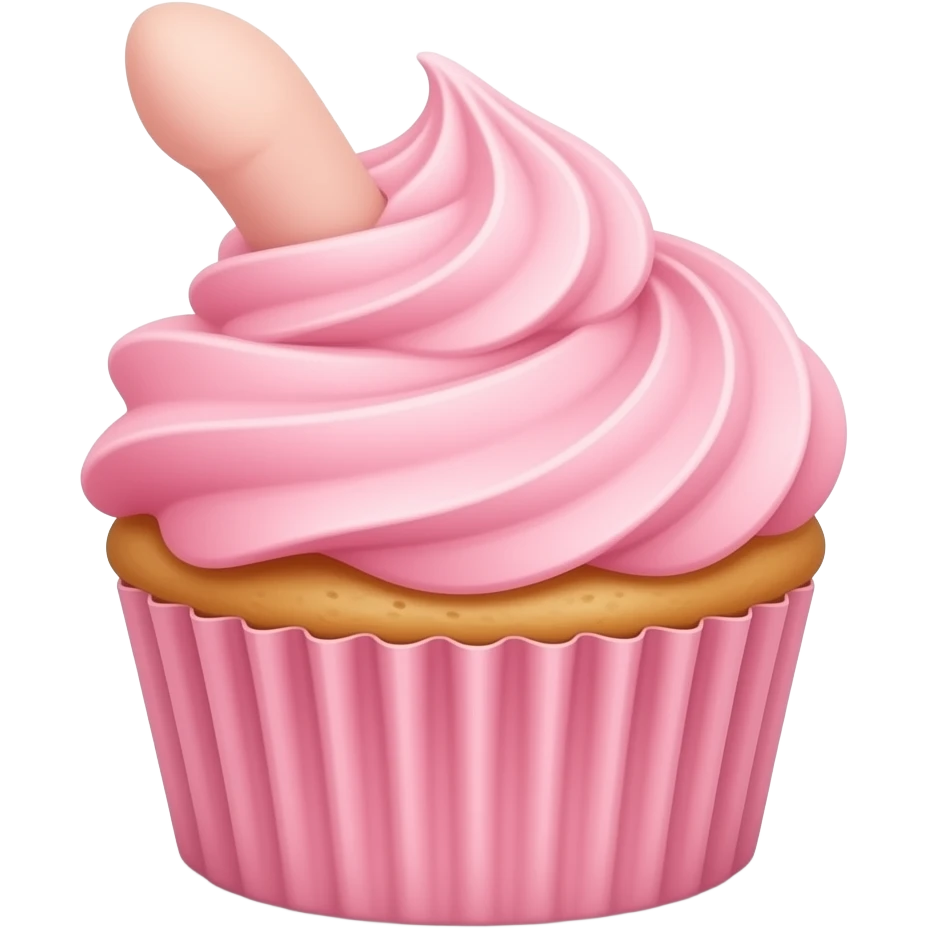 Pink cupcake with penis emoji