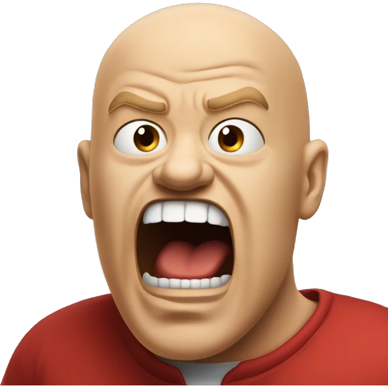 screaming red angry bald guy emoji