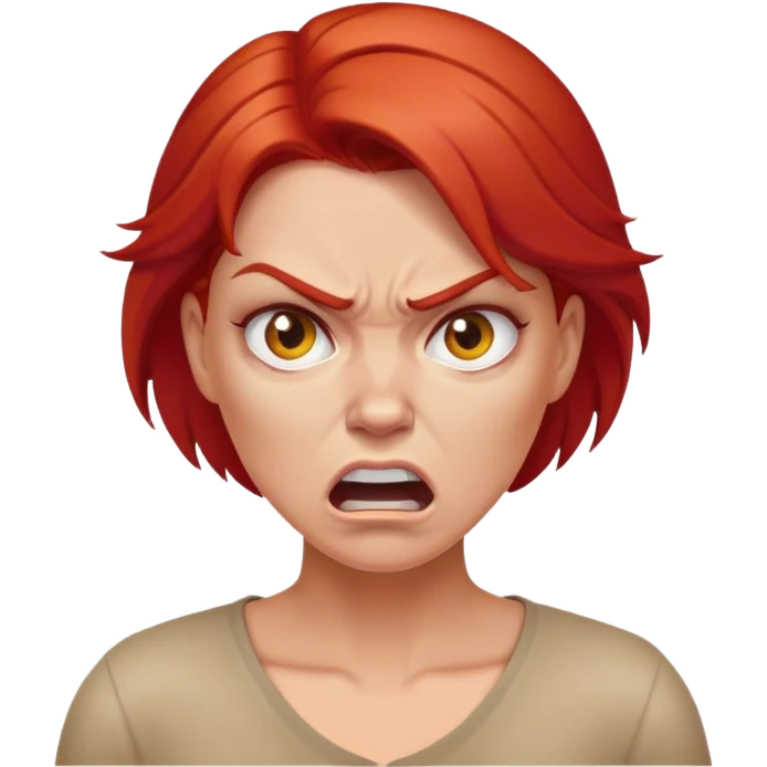 angry white woman red hair emoji