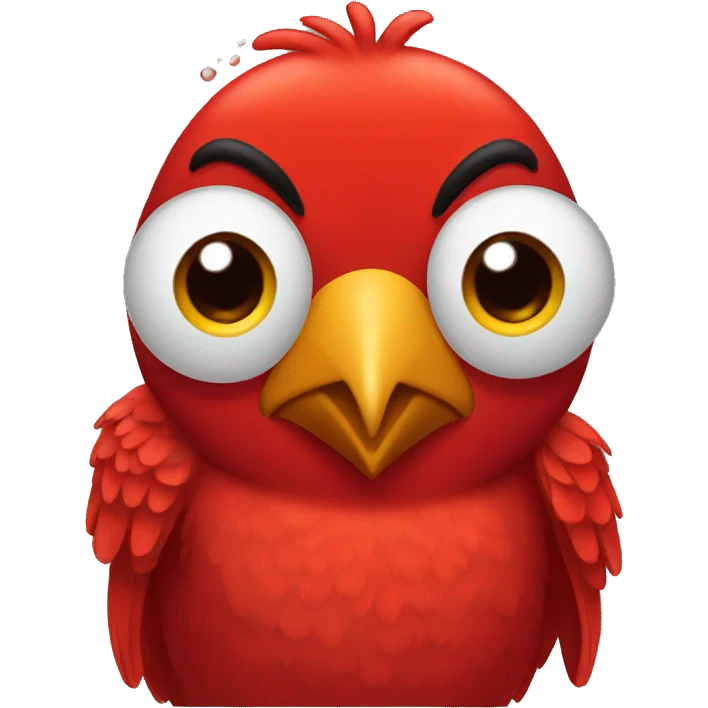 red bird with tears emoji