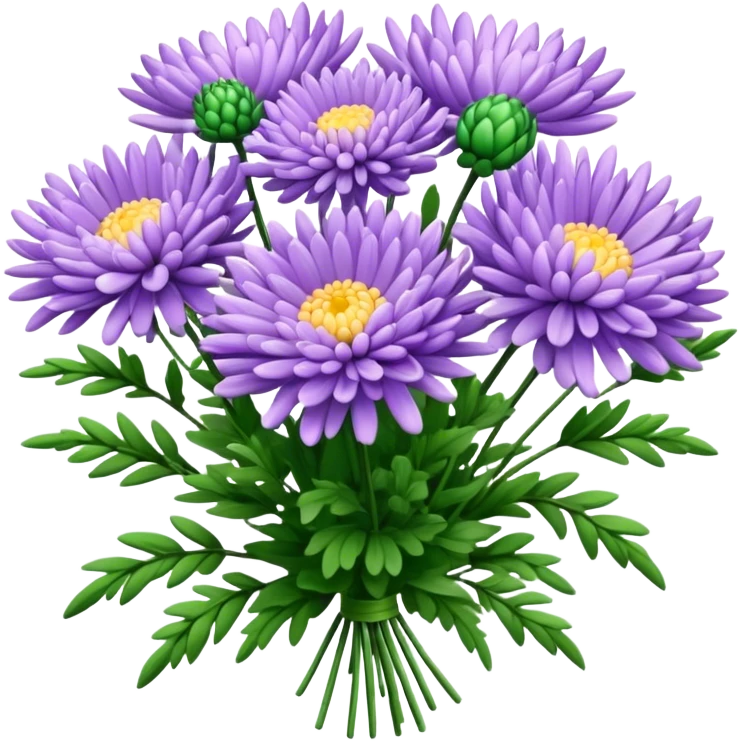 bouquet Lavender Chrysanthemum, luxuriant, leaf, bud emoji
