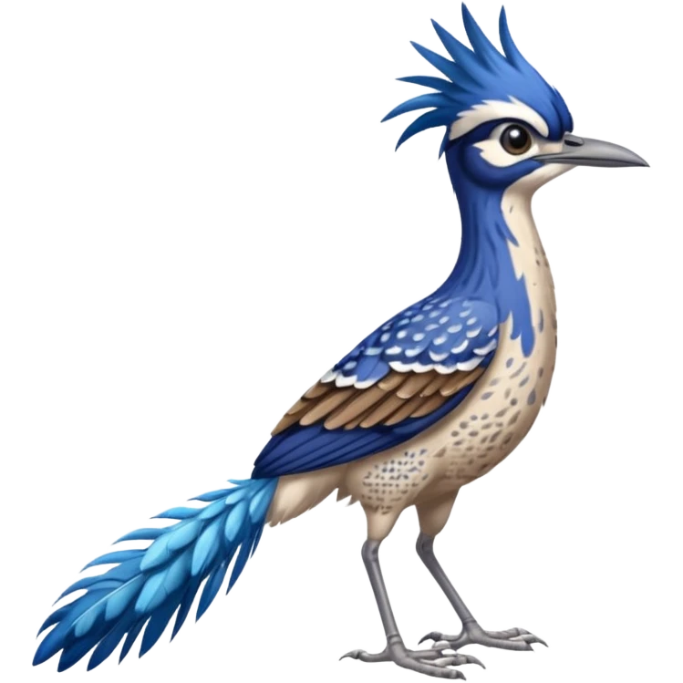 realistic roadrunner bird emoji, tail pointed down emoji