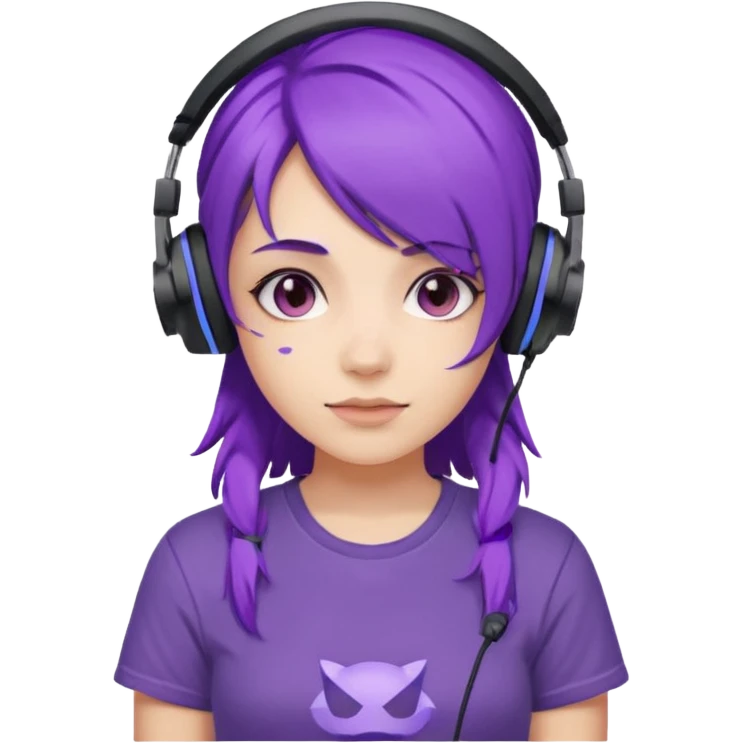 Gamer Girl with Headset + Purple Hair emoji