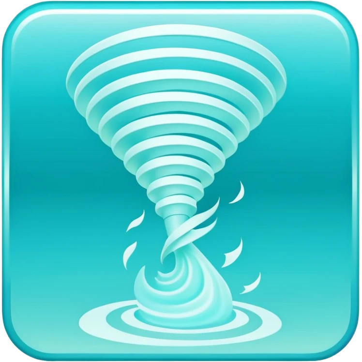 a Tiny compressed Stylized light-turquoise wind tornado symbol inside a pastel gradient white square icon, light turquoise borders emoji