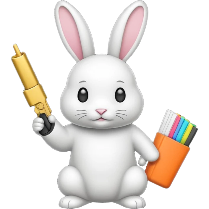 Crea un emoji de un conejo sosteniendo una glok realista de iPhone sosteniendo dos alas emoji