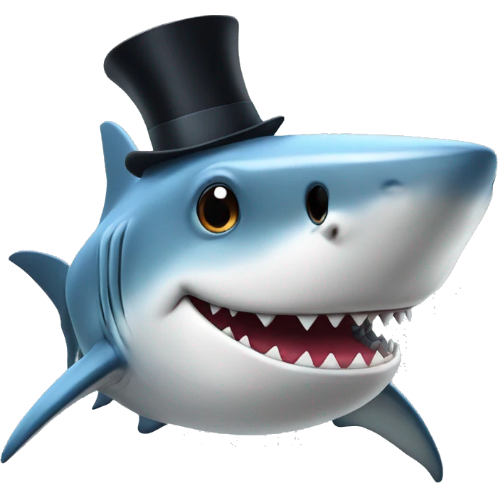 Shark with a top hat emoji