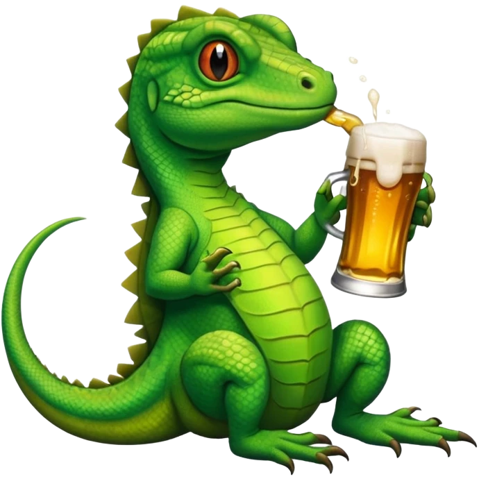 lizard drinking beer emoji