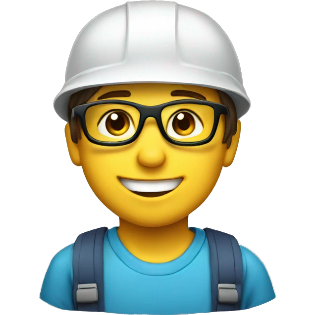 smiling boy with safety helmet and glases emoji