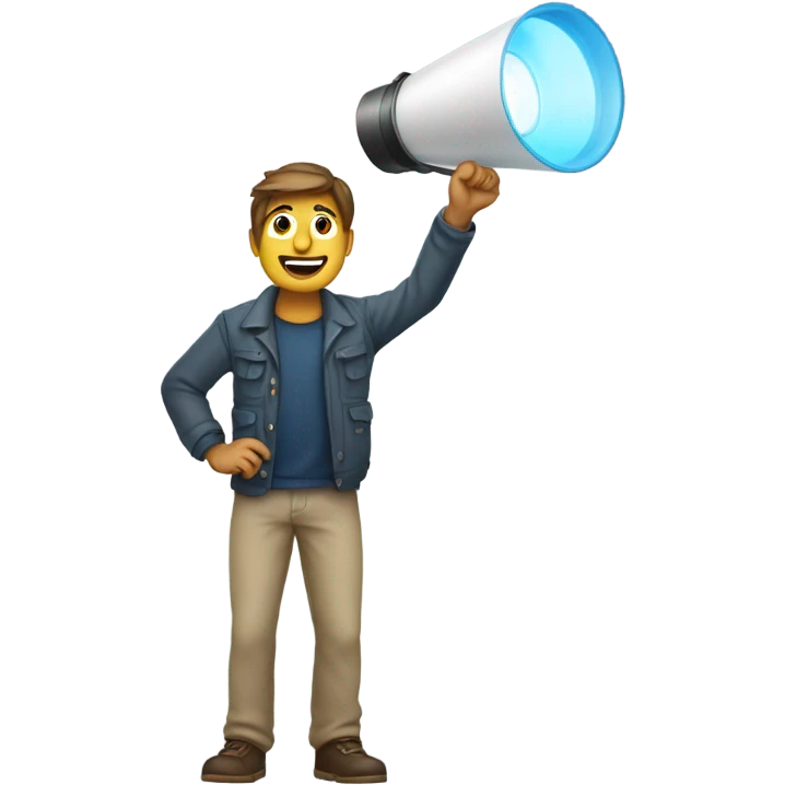 Guy holding a film light on a boat emoji