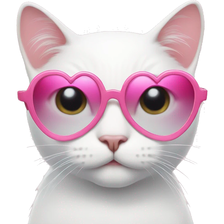 White cat with pink heart sunglasses  emoji