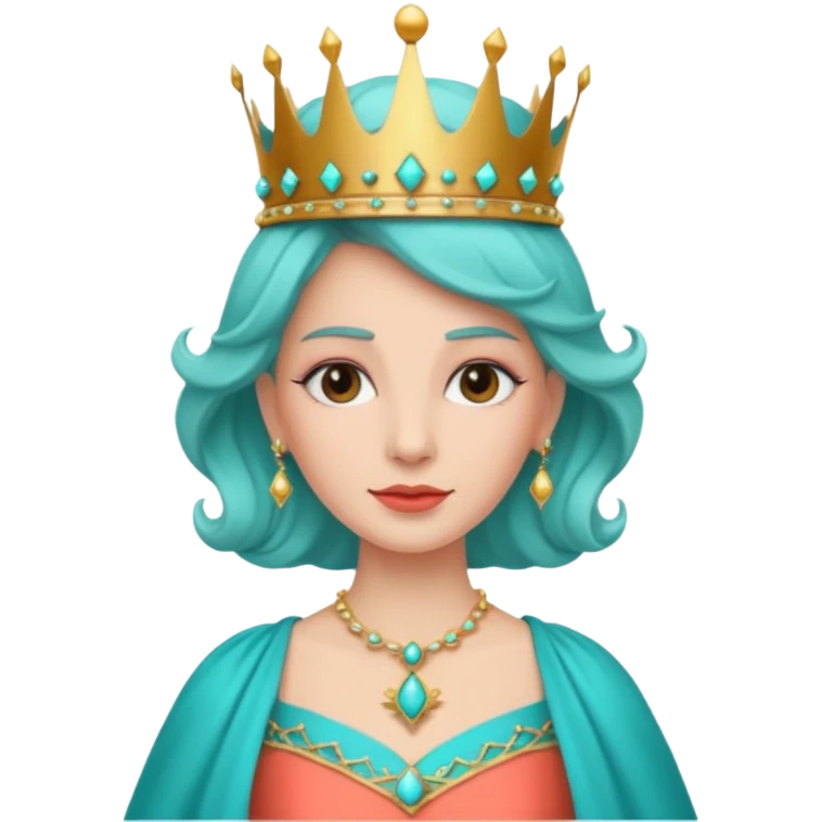 Queen – coral staff + turquoise gown. emoji