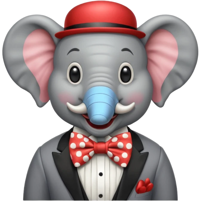 Elephant clown with big bowtie, half body emoji