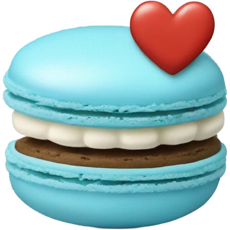 Light blue macaroon in shape of heart  emoji