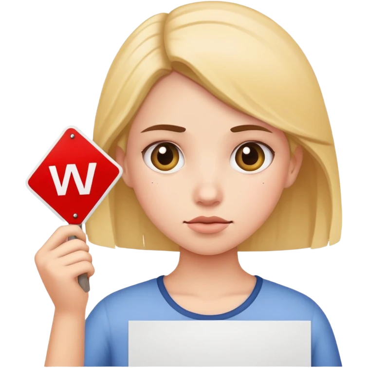 girl holding sign that says wrong emoji