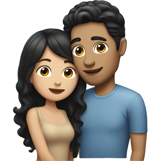 White guy with brown hair kissing girl with black hair emoji