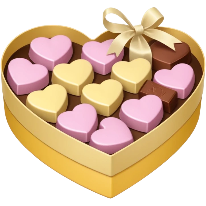 Box of chocolates (heart) in soft pink, beige and yellow pastel colors emoji