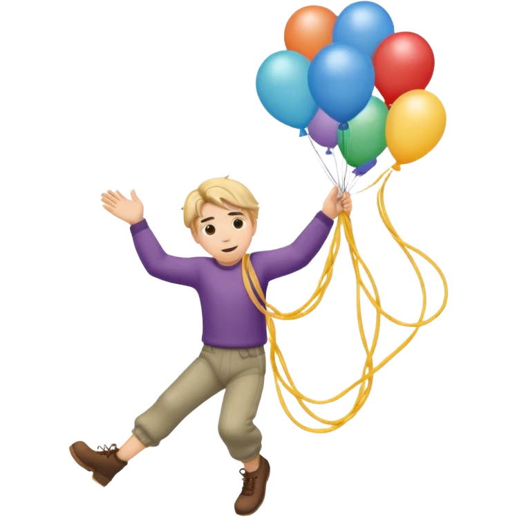 человек зацепился о шарик и летит  emoji