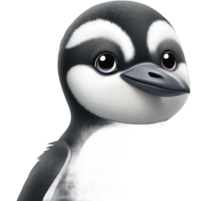 A cute grey and white baby penguin emoji