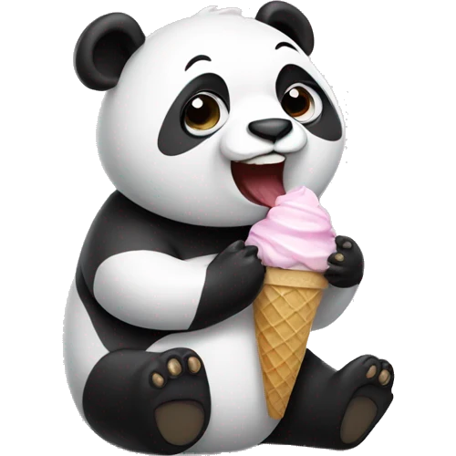 Panda eating ice cream emoji