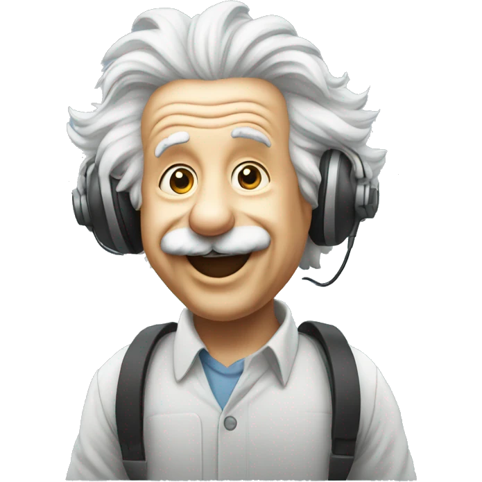 albert einstein happy, headphones and running emoji
