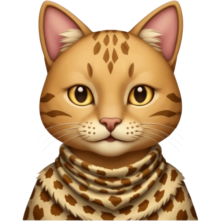 ancient cat wearing animal skin cloth emoji