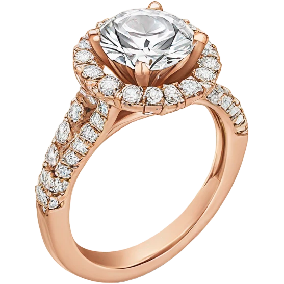 Rose gold engagement ring with round diamond emoji