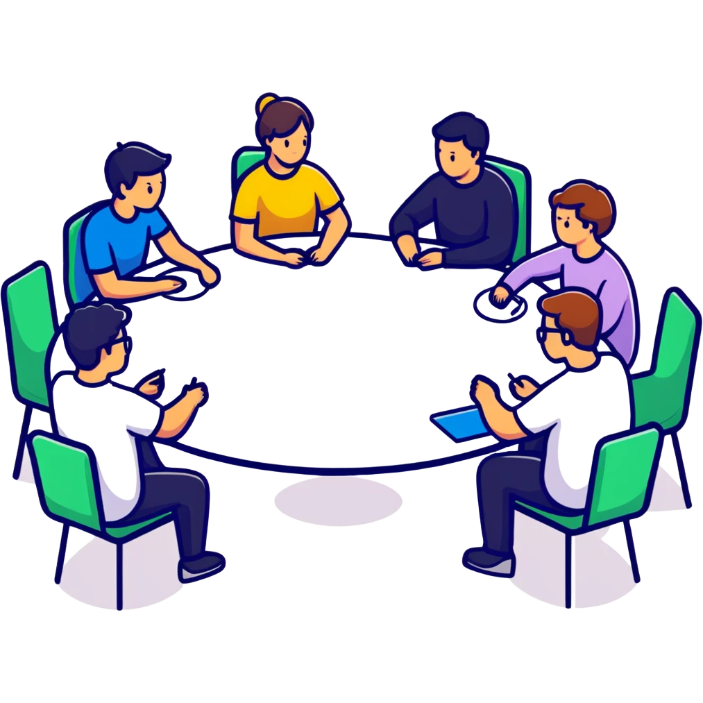 group of people talking around a table emoji