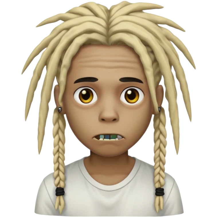 Zombi boy with dreads that are black and blonde with white shirt on emoji
