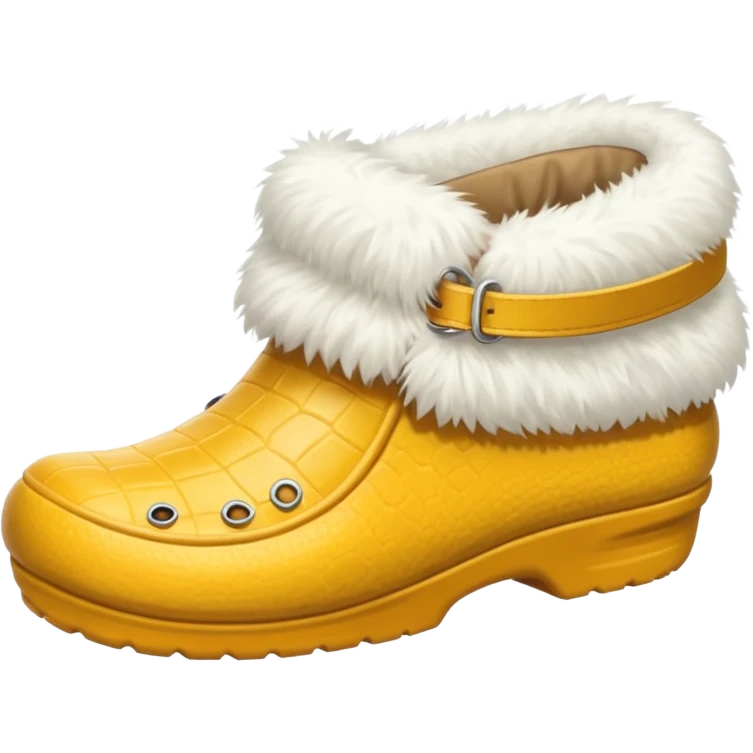 crocks with fur lining in white color emoji