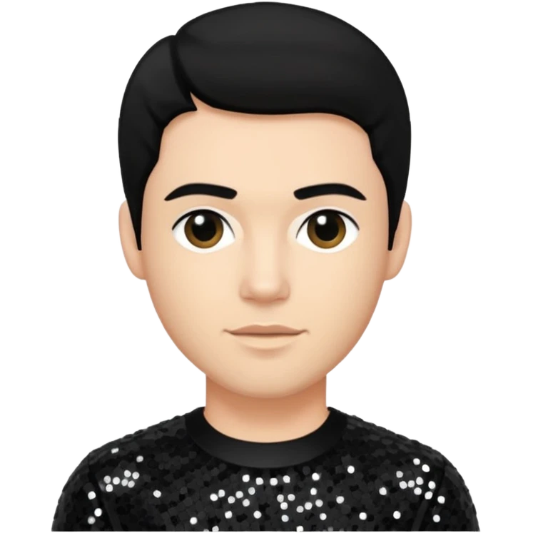 Neil McCormick from Mysterious Skin with light skin, black hair, black sequin outfit emoji