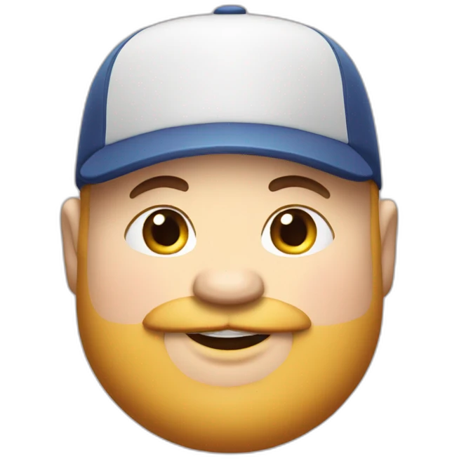 Happy fat boy with beard and cap emoji