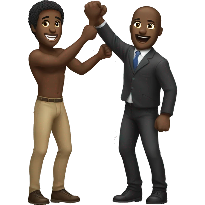 A black man winning over a white man  emoji