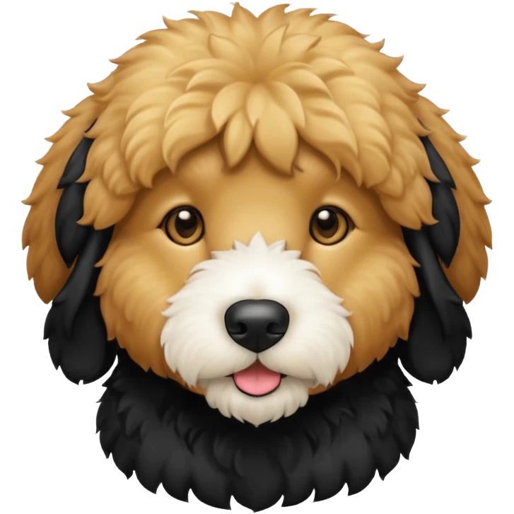 Black golden doodle with white chin emoji