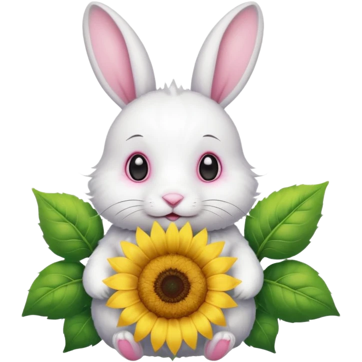 White rabbit with sunflower love emoji