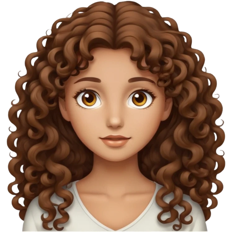 Beautiful girl, brown hair, curly hair, long hair, tan skin, light brown eyes emoji