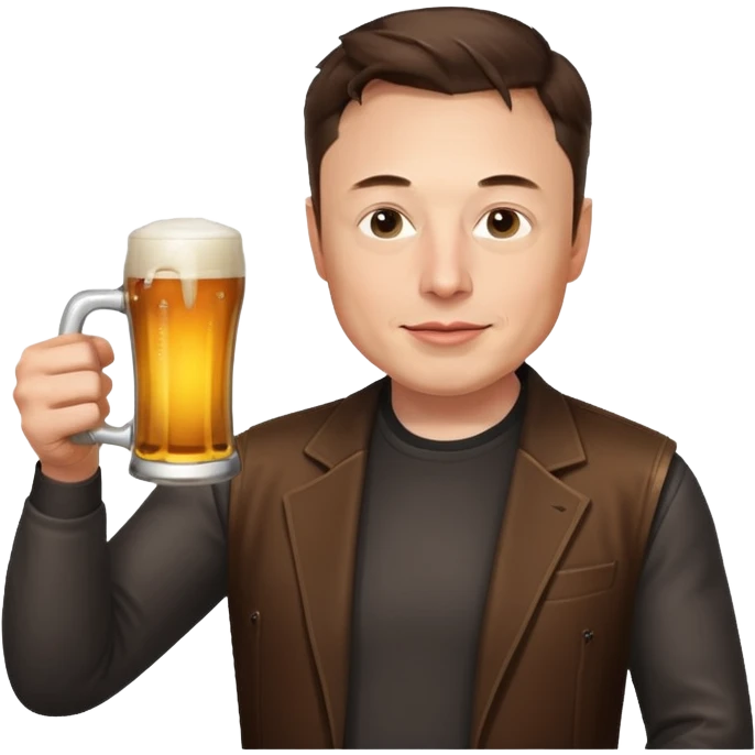 Elon Musk holding a beer mug emoji