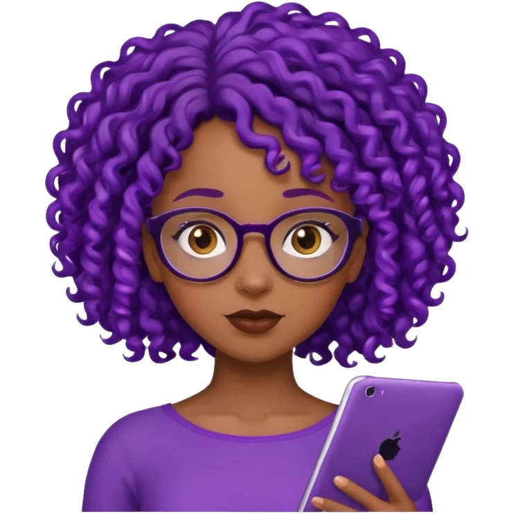 this emoji 🤓 but it’s a black girl with purple black curly hair no shoulders  emoji